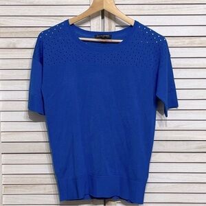 NWOT Banana Republic Royal Blue Perforated Knit Top Size XS PRICE FIRM